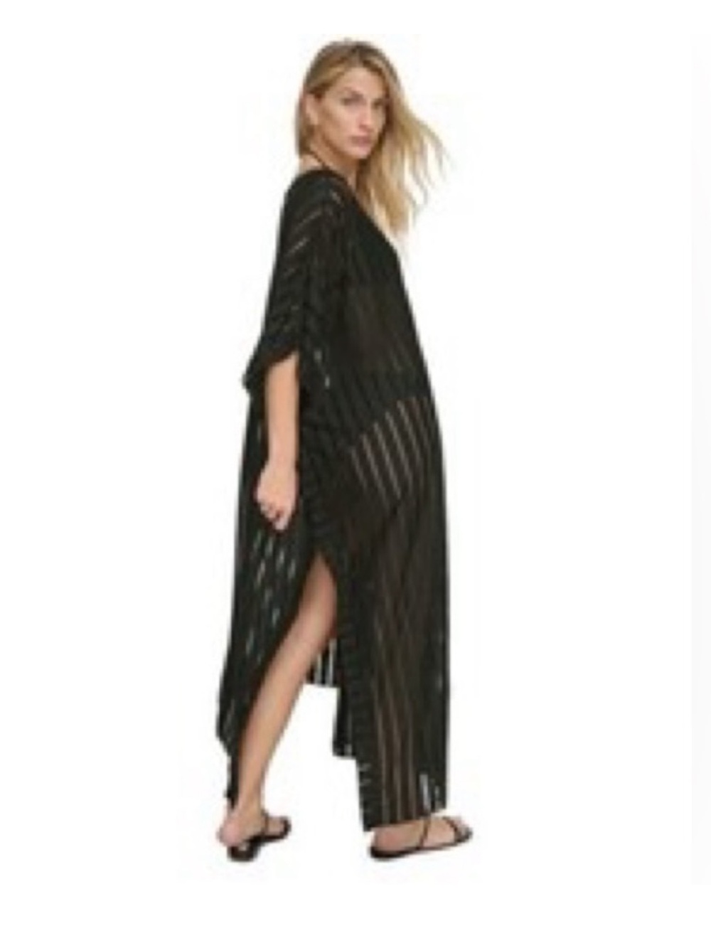 Club Monaco Black Sheer Striped Kimono Cardigan/Cover-up